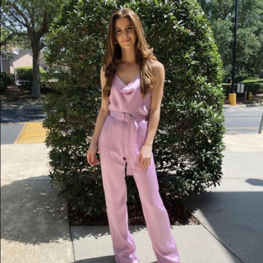 Rocio Solid Jumpsuit In Red Karina Grimaldi Small - image 4